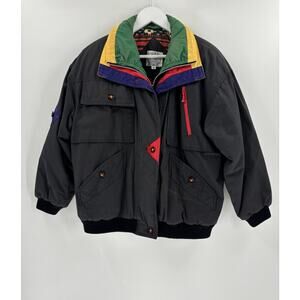 Vintage Current Seen Jacket Mens Medium Black 80s 90s Full Zip Buttons Pockets